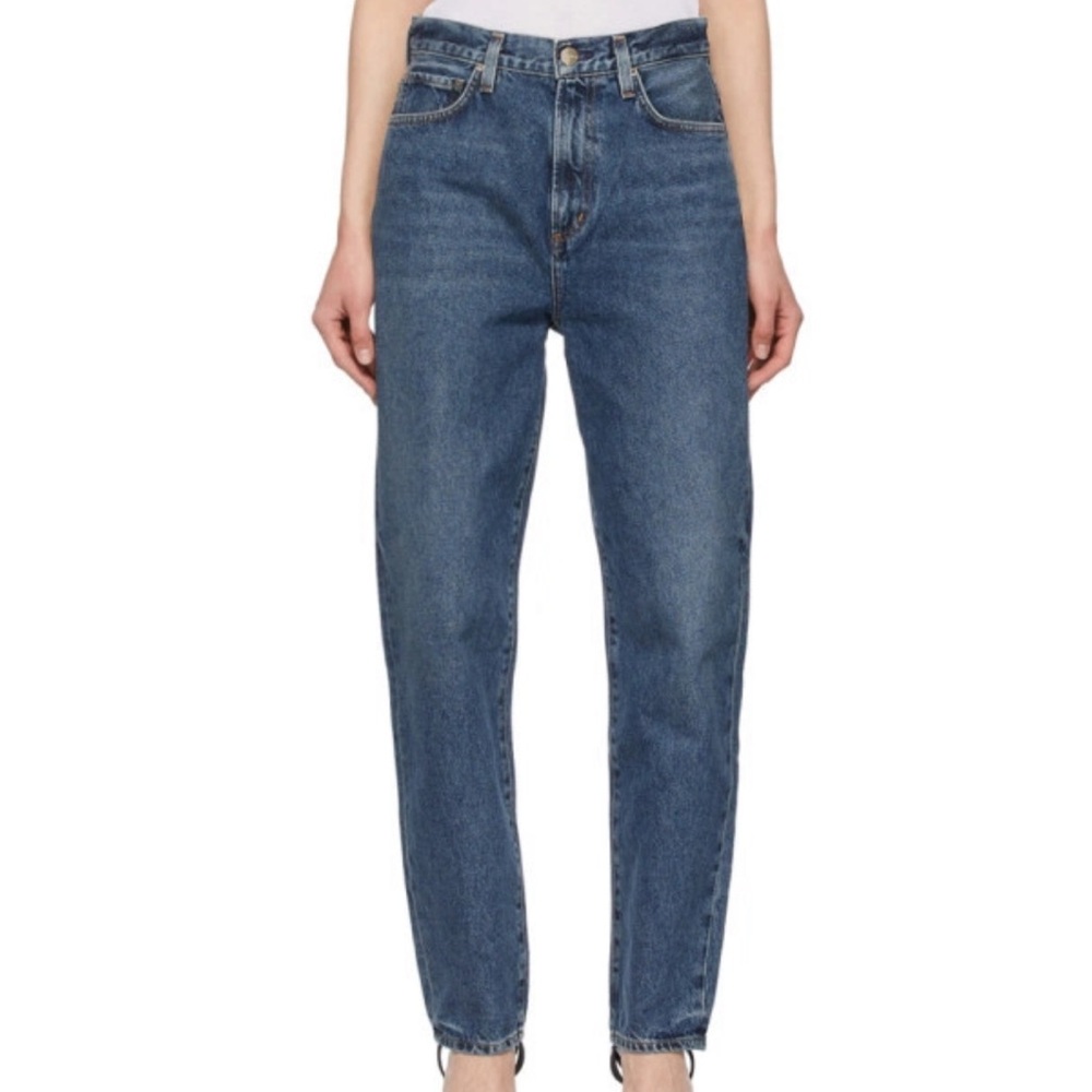 Goldsign peg high waist 100% cotton Blue Straight Leg Jeans Palmer wash